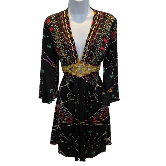 Sky | Dresses | Sky Bell Sleeve Midriff Cutout Mini Dress In Black With Gold  Toned Hardware S | Poshmark
